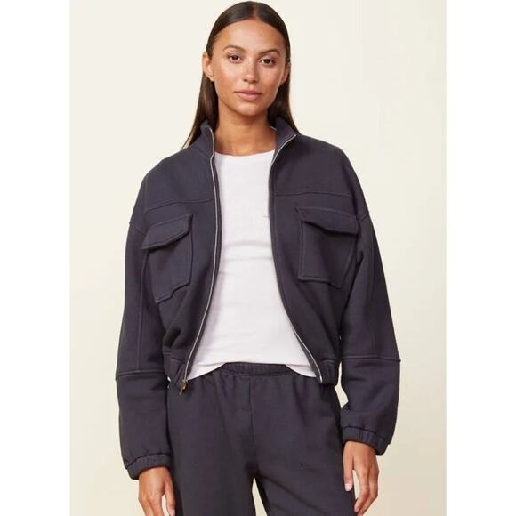 MONROW Seamed Zip Up Bomber Style Sweatshirt Jackst - Picture 1 of 6